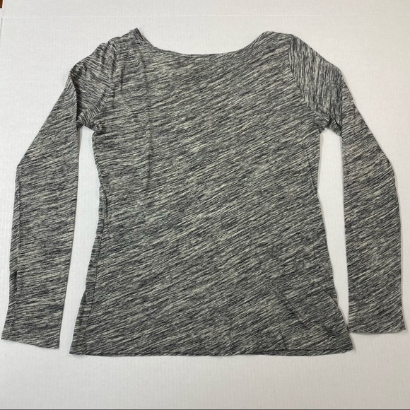 Ann Taylor LOFT Heather Gray Lg Sleeve Top w/ bow - Picture 8 of 10